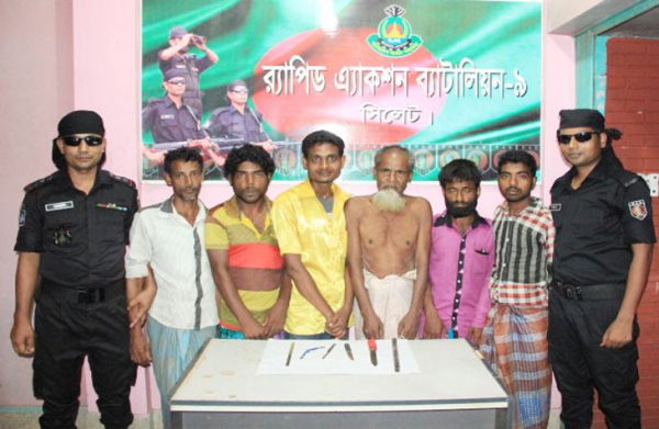সিলেট নগরী থেকে ৬ ছিনতাকারীকে গ্রেফতার করেছে র‌্যাব