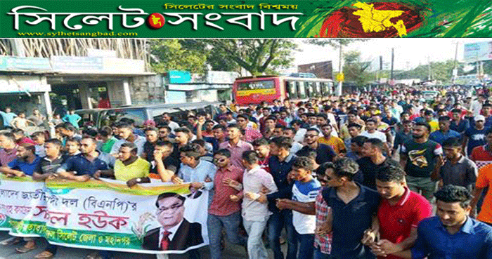 বিএনপির সদস্য সংগ্রহ কার্যক্রমকে স্বাগত জানিয়ে দক্ষিণ সুরমায় জেলা ও মহানগর ছাত্রদলের মিছিল