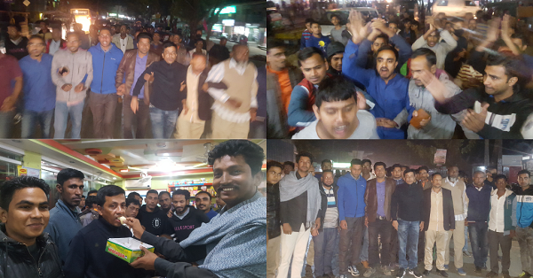 নৌকার মাঝি ড. মোমেনকে স্বাগত জানিয়ে খাদিমপাড়ায় আনন্দ মিছিল