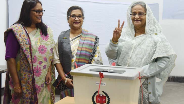 বিপুল ভোটে বিজয়ী হয়েছেন শেখ হাসিনা!