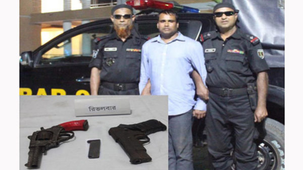 সিলেট নগরীর শামীমাবাদ থেকে রিভলবার’সহ পেশাদার অস্ত্র ব্যবসায়ী আটক