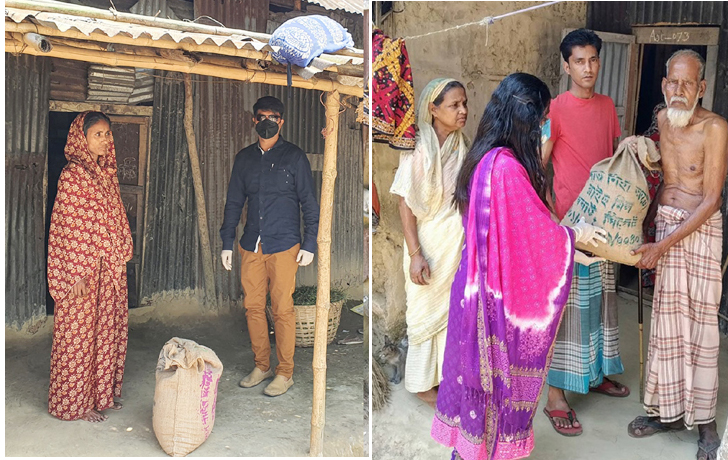 বাড়ি বাড়ি খাদ্য সামগ্রী পৌঁছে দিচ্ছে গোলাপগঞ্জ উপজেলা প্রশাসন