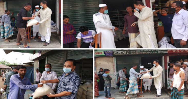 খাদিমপাড়া ইউনিয়নের ৭নং ওয়ার্ডে অসহায় দুস্থদের মাঝে ত্রাণ বিতরণ