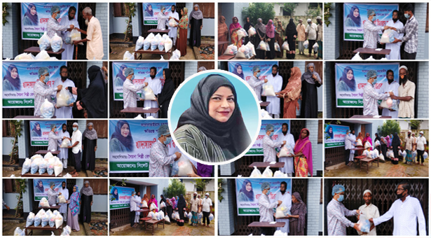 সিলেটে যুক্তরাজ্য প্রবাসী সৈয়দা শিল্পী বেগমের অর্থায়নে ত্রান বিতরণ