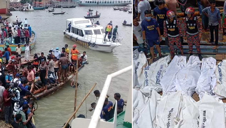 বুড়িগঙ্গায় লঞ্চডুবি : মিলল ৩০ লাশ : বাড়ছে লাশের মিছিল : উদ্ধার অভিযান চলছে