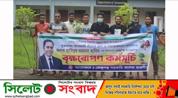 মুজিববর্ষে ফেঞ্চুগঞ্জে আলীগ নেতা হাবিবুর রহমান হাবিবের বৃক্ষ রোপন