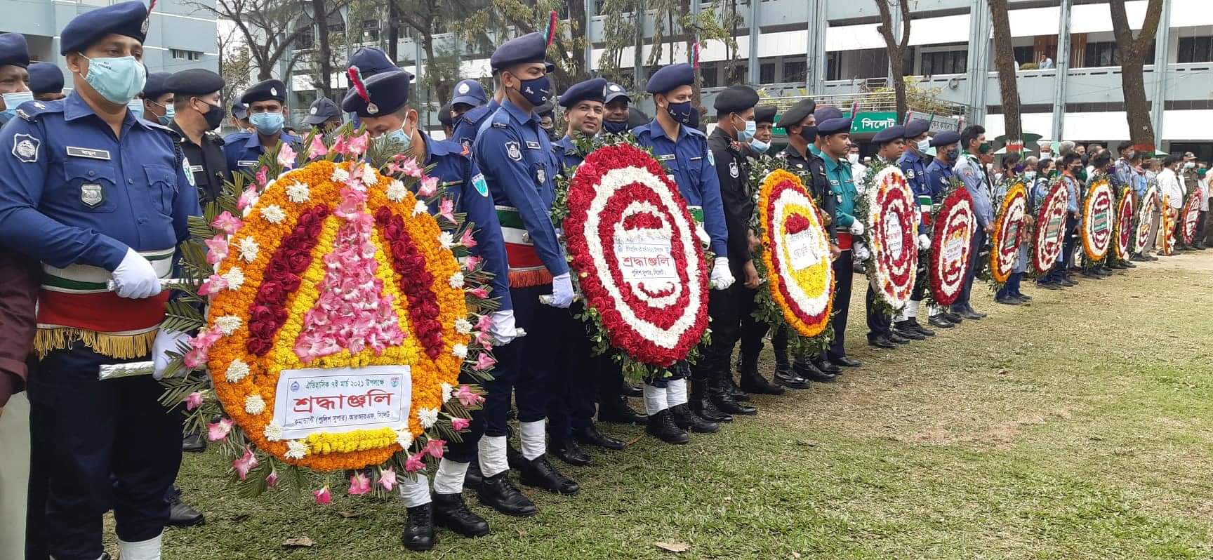 সিলেটে ৭ই মার্চে বঙ্গবন্ধুর প্রতিকৃতিতে সর্বস্থরের শ্রদ্ধা