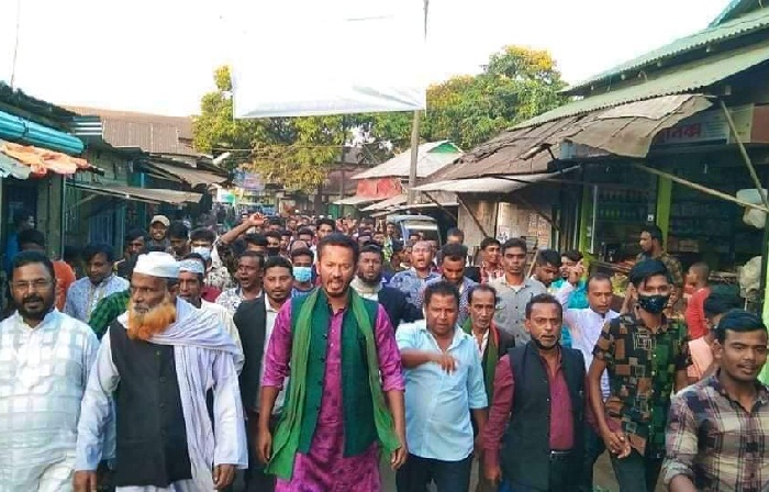 তাহিরপুরে হাওর রক্ষায় ডিও লেটার, চেয়ারম্যানের পক্ষে মিছিল