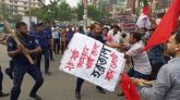 বাম গণতান্ত্রিক জোটের মিছিলে পুলিশের লাঠিচার্জ