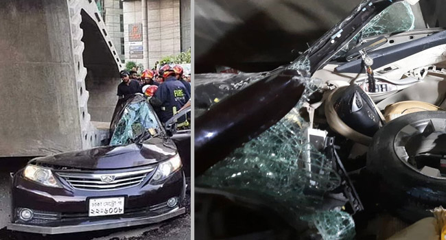 উত্তরায় ক্রেন দুর্ঘটনা : প্রাইভেটকার থেকে ৫ লাশ উদ্ধার