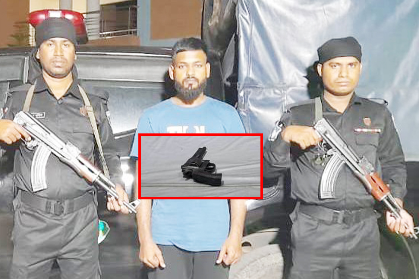 সিলেট নগরীর মিরাবাজার থেকে আগ্নেয়াস্ত্রসহ যুবক গ্রেফতার