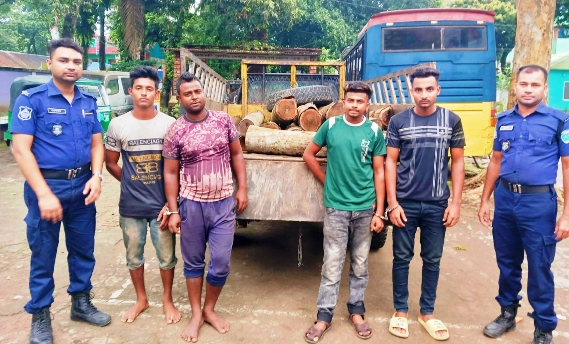 বিশ্বনাথে চোরাই কাঠ ও পিকআপসহ ৪ চোর আটক