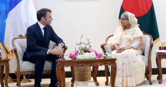 প্রধানমন্ত্রী ও ফরাসি প্রেসিডেন্টের দ্বিপক্ষীয় বৈঠক অনুষ্ঠিত