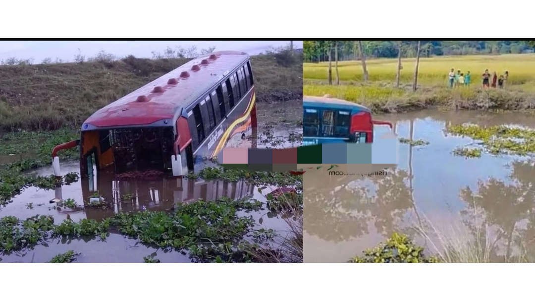 সিলেট-ভোলাগঞ্জ সড়কে নিয়ন্ত্রণ হারিয়ে যাত্রীবাহী বাস খাদে