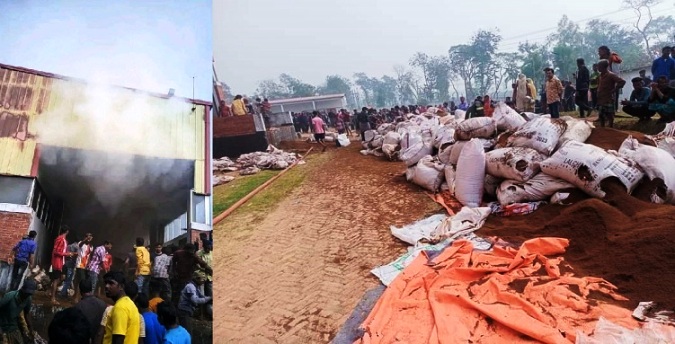 চুনারুঘাটে চা ফ্যাক্টরীতে ভয়াবহ অগ্নিকাণ্ড