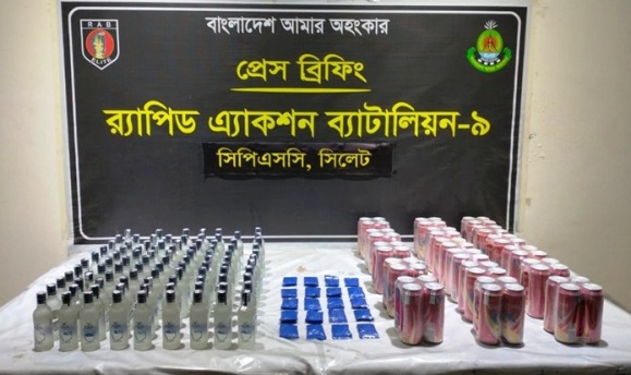 সিলেটে বিপুল পরিমাণ মদ ও মাদকসহ গ্রেপ্তার ৩