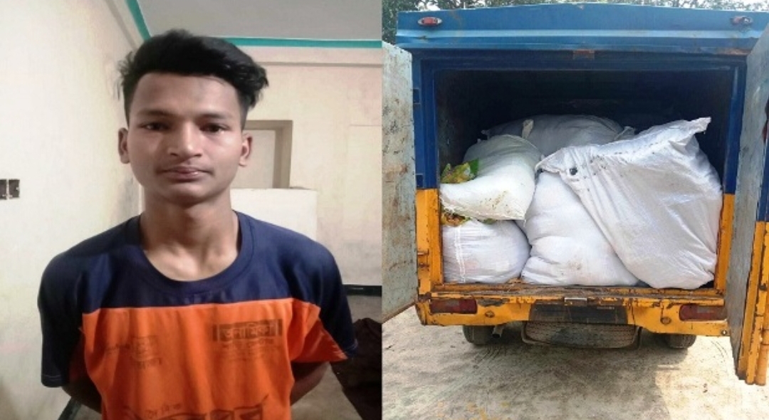 সিলেটে বিপুল পরিমাণ ভারতীয় পণ্যসহ যুবক আটক