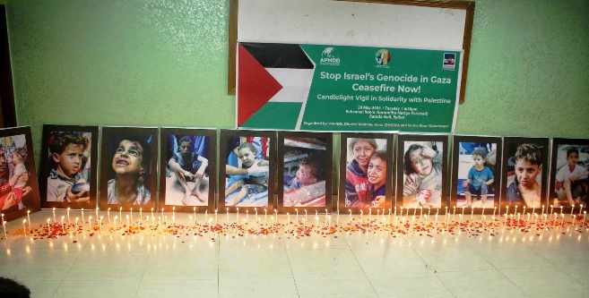 ফিলিস্তিনে অবিলম্বে যুদ্ধবিরতি বাস্তবায়নে সিলেটে মোমবাতি প্রজ্বলন