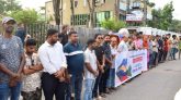সিলেট-কক্সবাজার রুটে ট্রেন সার্ভিস চালুর দাবিতে মানববন্ধন