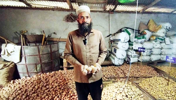 একসঙ্গে ২১ জাতের আলু চাষ করে সাড়া ফেলেছেন জালাল