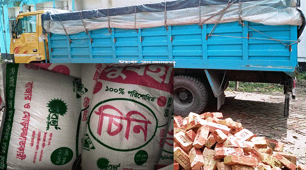 বিশ্বনাথে ট্রাকবোঝাই ২২০ বস্তা ভারতীয় চিনি জব্দ