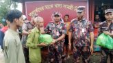কমলগঞ্জে বন্যার্তদের মাঝে বিজিবির খাদ্য সামগ্রী বিতরণ