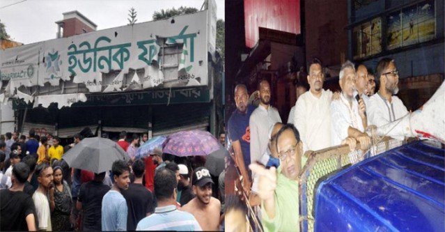 সিলেটে থানা ব্যবসা প্রতিষ্ঠান ও আ.লীগ নেতাদের বাড়িতে ভাঙচুর-আগুন