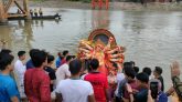 চোখের জলে সিলেটে প্রতিমা বিসর্জন শুরু