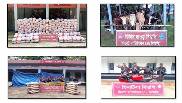 সিলেটে ৪৮ লক্ষাধিক টাকার ভারতীয় চোরাই মালামাল জব্দ