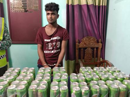 জৈন্তাপুরে ৯২ ক্যান ভারতীয় বিয়ার সহ যুবক আটক