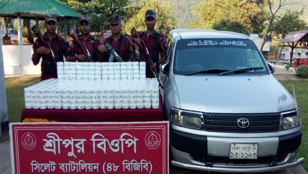 সিলেটে ৬৪ লক্ষ টাকার ভারতীয় চোরাচালানের মালামাল জব্দ