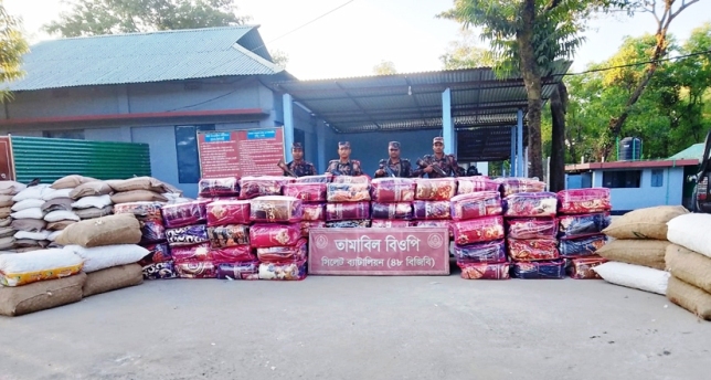 সিলেট সীমান্তে প্রায় সাড়ে ৩ কোটি টাকার চোরাই পণ্য জব্দ