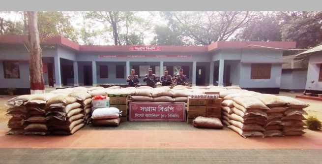 সিলেট সীমান্তে ৪৭ লক্ষ টাকার চোরাই পণ্য জব্দ