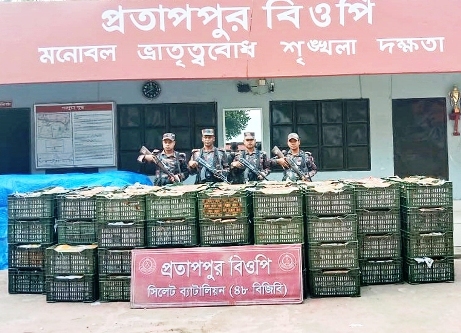 সিলেট-সুনামগঞ্জ সীমান্তে ২ কোটি টাকার চোরাই পণ্য জব্দ