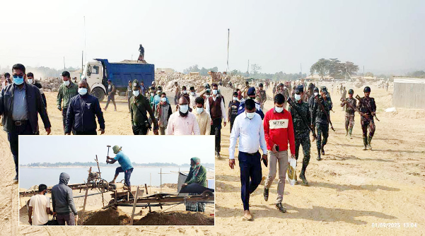 ভোলাগঞ্জে টাস্কফোর্সের অভিযান, ২২টি ভাইব্রেটর ও ১৮১টি নৌকা ধ্বংস