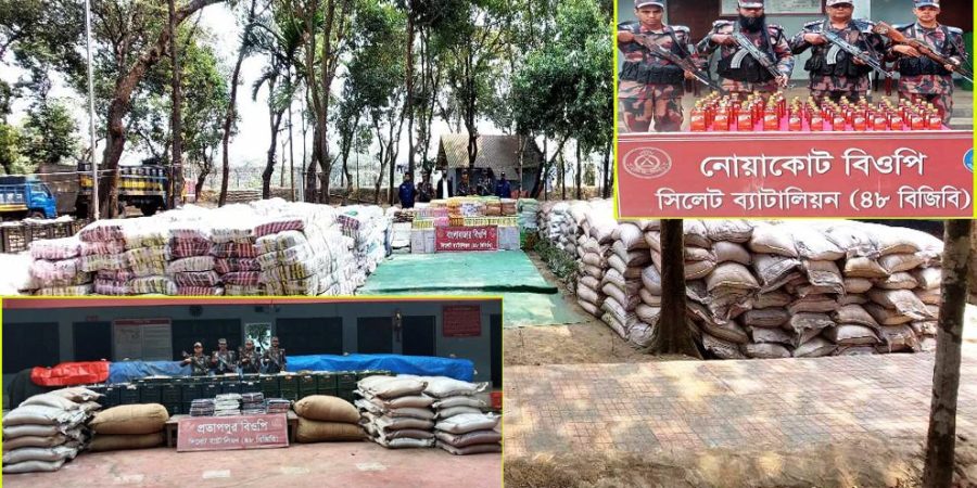 সিলেটে ৫ কোটি টাকার ভারতীয় চোরাচালানের মালামাল জব্দ
