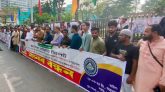 মীরবক্সটুলায় নার্সদের উপর সন্ত্রাসী হামলার প্রতিবাদে মানববন্ধন