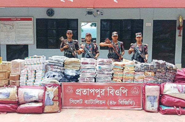 সিলেটে ১ কোটি ৪২ লাখ টাকার ভারতীয় চোরাই পণ্য জব্দ