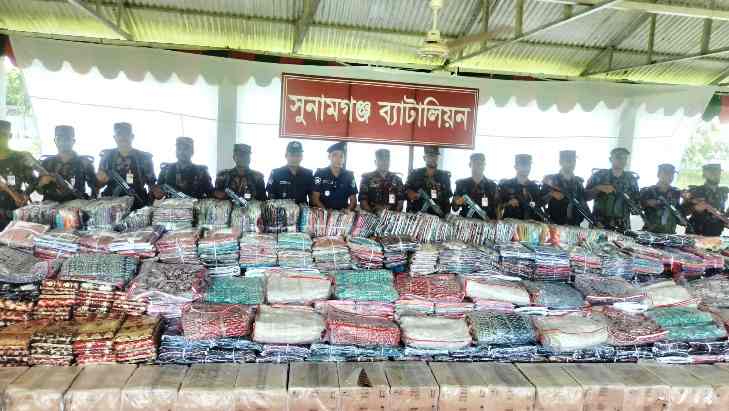 সুনামগঞ্জ সীমান্তে সাড়ে ৫ কোটি টাকার ভারতীয় অবৈধ পণ্য জব্দ