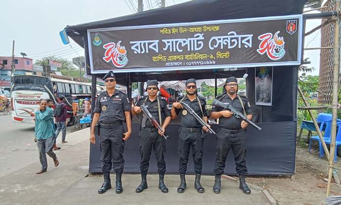 সিলেটে ঈদের নিরাপত্তায় বাসটার্মিনালে র‌্যাবের সাপোর্ট সেন্টার চালু
