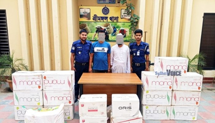 শ্রীমঙ্গলে ১১ লাখ টাকার বিদেশি সিগারেট জব্দ, গ্রেপ্তার ২
