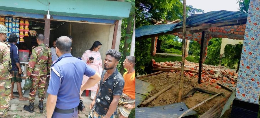 কমলগঞ্জে রাস্তার পাশে অবৈধ দোকানপাট উচ্ছেদ