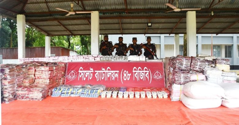 সিলেট সীমান্তে ৪ কোটি ৬৩ লক্ষ টাকার ভারতীয় চোরাই পন্য আটক