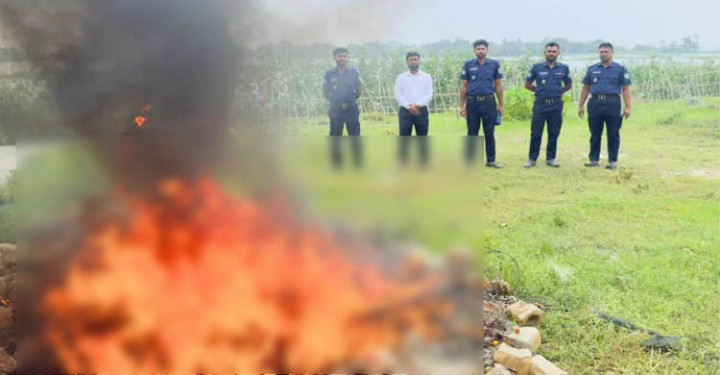 তাহিরপুরে ৫ লাখ টাকার নিষিদ্ধ জাল পুড়িয়ে ধ্বংস