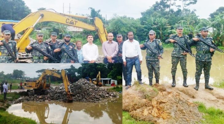 সিলেটে পুকুরে লুকানো দেড় লাখ ঘনফুট পাথর উদ্ধার