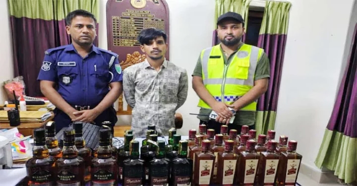 জৈন্তাপুরে বিদেশি মদসহ যুবক আটক