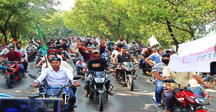 সিলেট-৪ আসনে জামান অনুসারীদের বিশাল মোটরসাইকেল শোভাযাত্রা