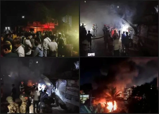 সিলেটে মধ্যরাতে গাড়ির গ্যারেজে আগুন, ৮ গাড়ি পুড়ে ছাই