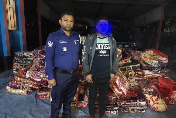 জৈন্তাপুরে ২১৭ পিস ভারতীয় কম্বল জব্দ, আটক ১