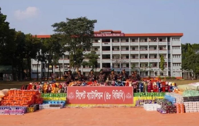 সিলেটে এক কোটি ৩০ লাখ টাকার চোরাচালান পণ্য জব্দ